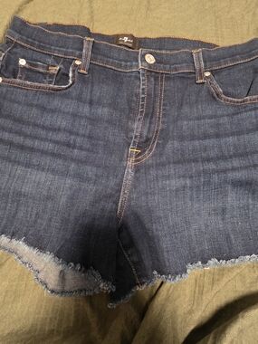 7 For All Mankind Dark Indigo Denim Jeans with Contrast Stitching